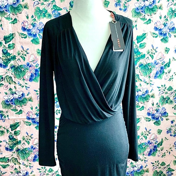 NWT Anthropologie Anama Faux Wrap Open Back Dress Black SM - Picture 5 of 16